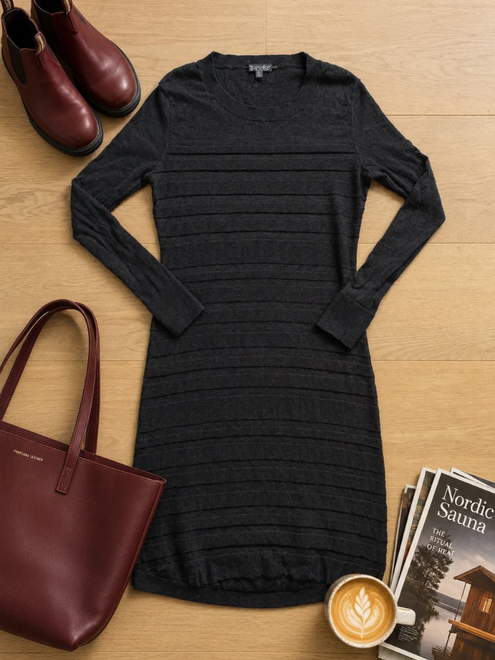 Toad&Co Shadow Stripe Merino Wool Sweater Dress Women S Charcoal Organic Granola